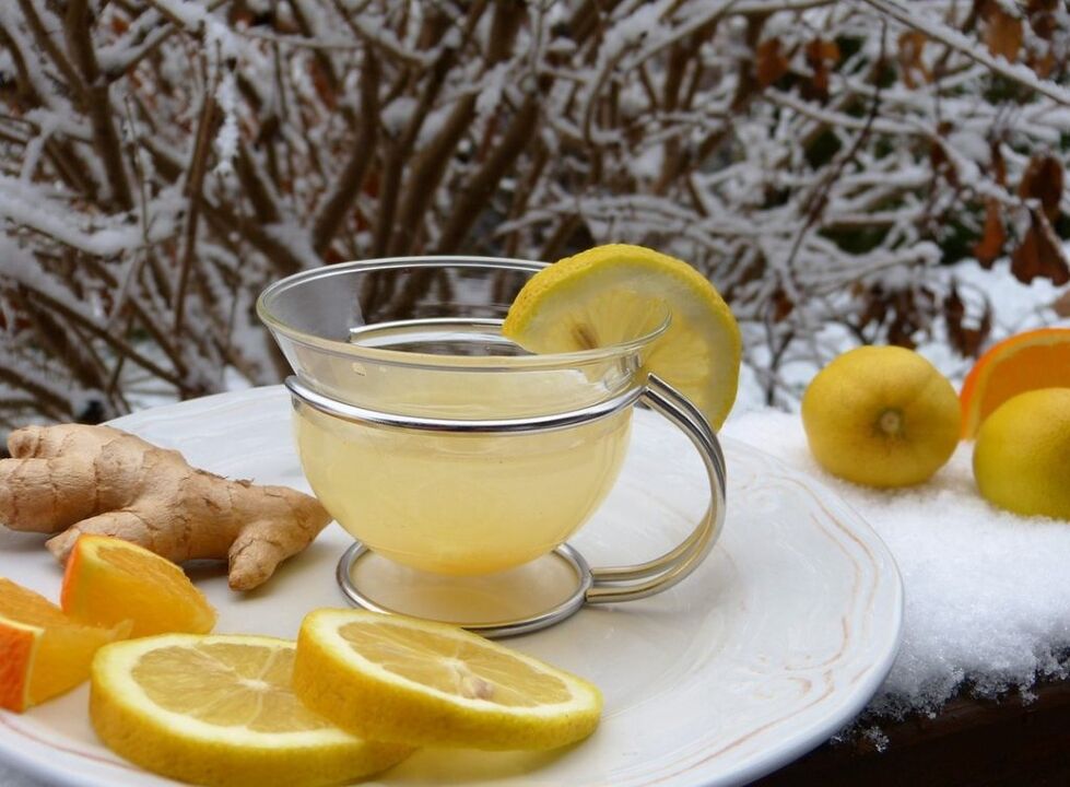 zəncəfil əsaslı limonlu çay